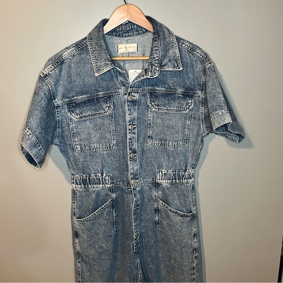 NWT Free People Marci Coverall Denim Jumpsuit Powder Blue - Picture 7 of 16
